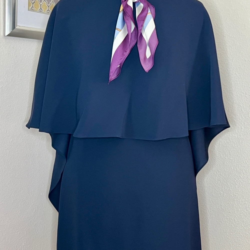 BCBG Maxazria Jamie Cape Midnight Blue Women’s Dress Size 8